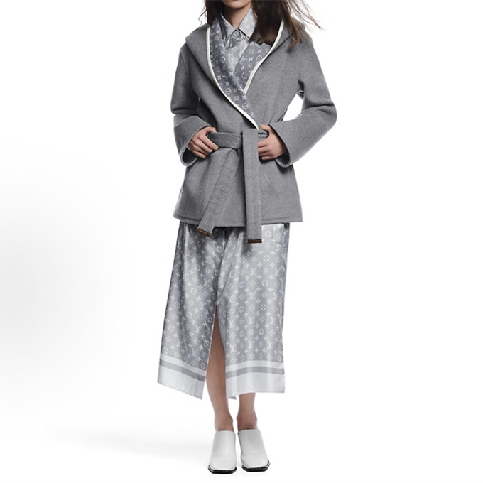 lv louis vuitton hooded wrap reversible wool short coat